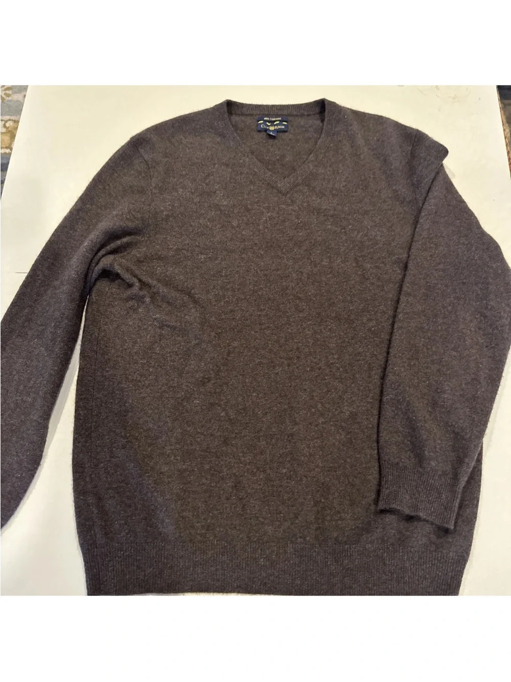 Charter Club V Neck Cashmere Sweater In Chocolate Brown Men’s Size Large Preppy